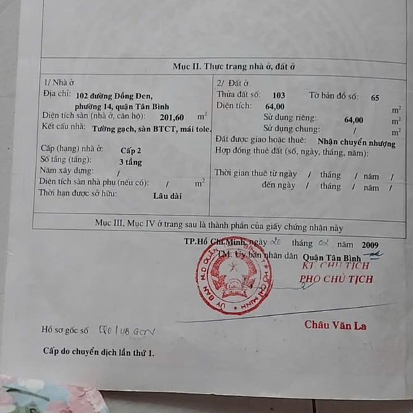 Bán nhà 100 - 102 Đồng Đen, P. Tân Bình, Quận Tân Bình