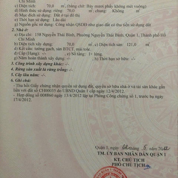 Bán nhà 156 - 158 Nguyễn Thái Bình, P. Bến Thành, Quận 1