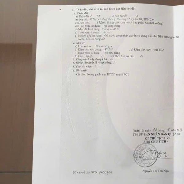 Bán đất 477 - 477A - 477B Lê Hồng Phong, P. Vườn Lài, Quận 10.