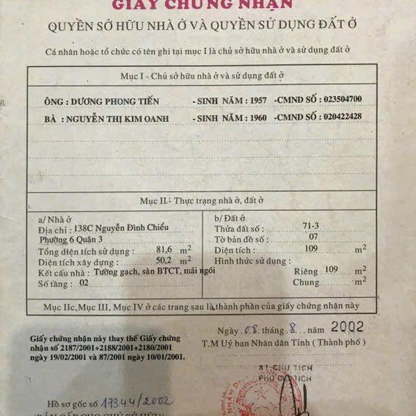 Bán nhà 138BCD Nguyễn Đình Chiểu, P. Võ Thị Sáu, Quận 3