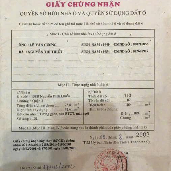Bán nhà 138BCD Nguyễn Đình Chiểu, P. Võ Thị Sáu, Quận 3