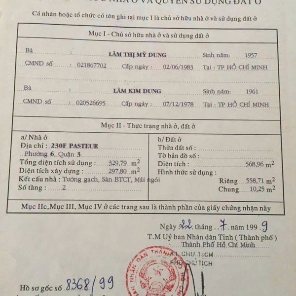 Bán nhà 230/17 Pasteur, Phường Xuân Hoà, Quận 3