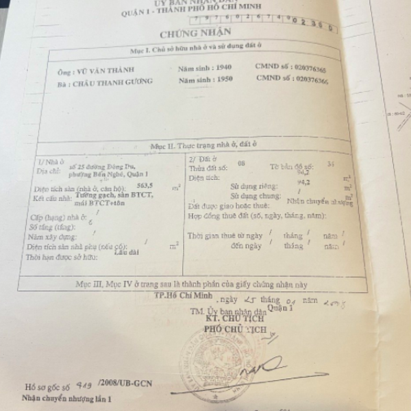 Bán nhà 25 Đông Du, Phường Sài Gòn, Quận 1