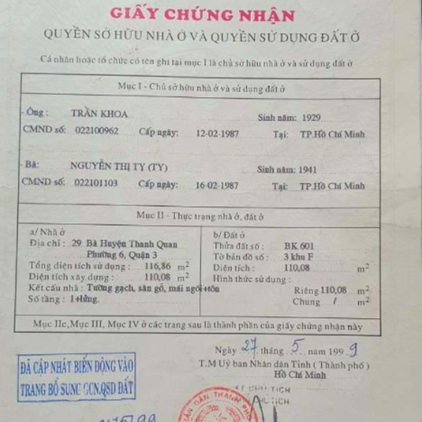 Bán khách sạn 27 - 29 đường Bà Huyện Thanh Quan, Phường Võ Thị Sáu, Quận 3