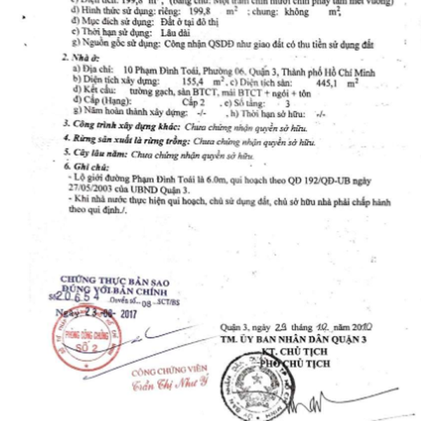 Bán tòa nhà 10 Phạm Đình Toái, Phường Võ Thị Sáu, Quận 3