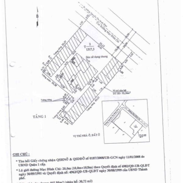 Bán quỹ đất 9 Mạc Đỉnh Chi, P. Sài Gòn, Quận 1