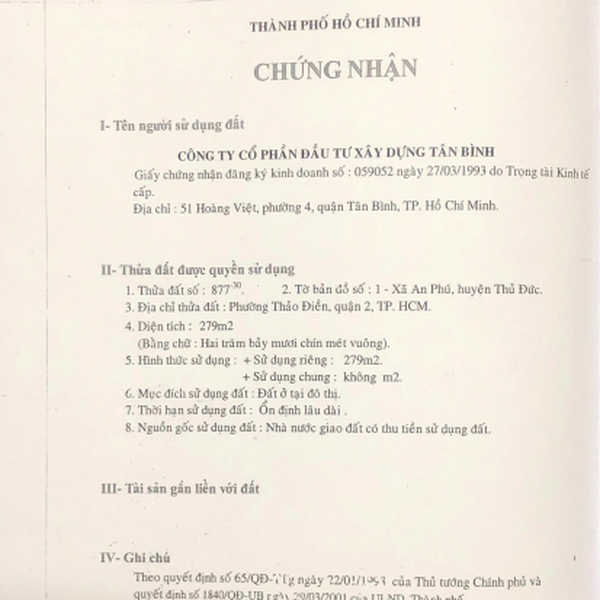 Bán đất 204 Nguyễn Văn Hưởng, P. Thảo Điền, Quận 2