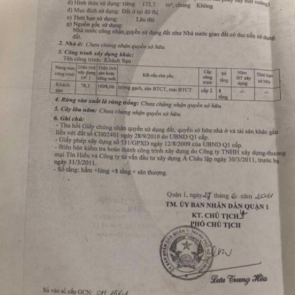 Bán khách sạn Quận 1, số 247 - 249 Lý Tự Trọng, P. Bến Thành