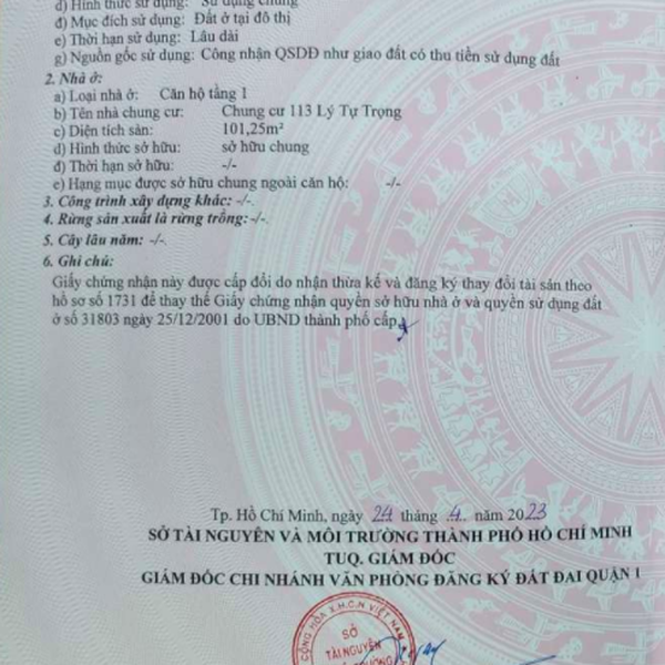 Bán nhà 113 đường Lý Tự Trọng, Phường Bến Thành, Quận 1