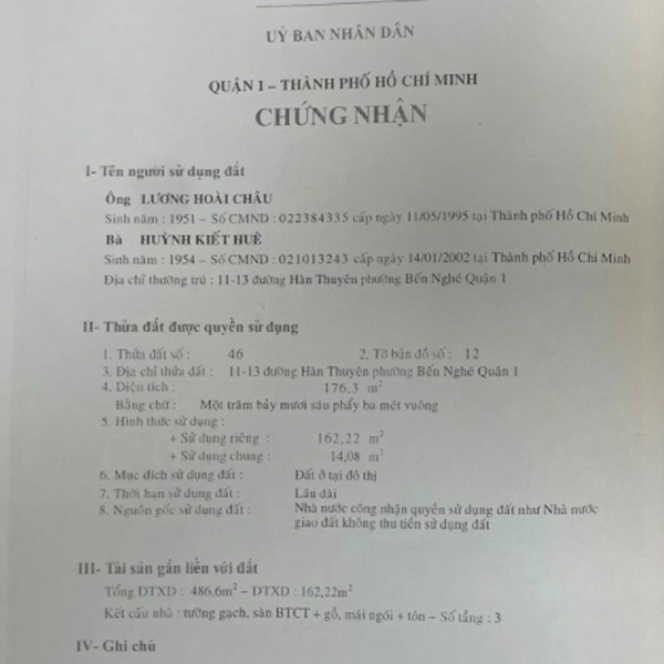 Bán nhà 11-13 Hàn Thuyên, Phường Bến Nghé, Quận 1