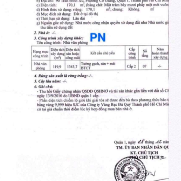 Bán toà nhà 90 Trần Đình Xu, P. Cầu Ông Lãnh, Quận 1