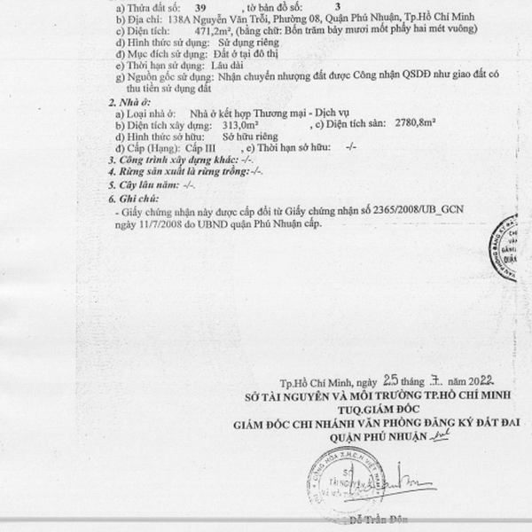 Bán tòa nhà 138A Nguyễn Văn Trỗi, Phường 8, Quận Phú Nhuận