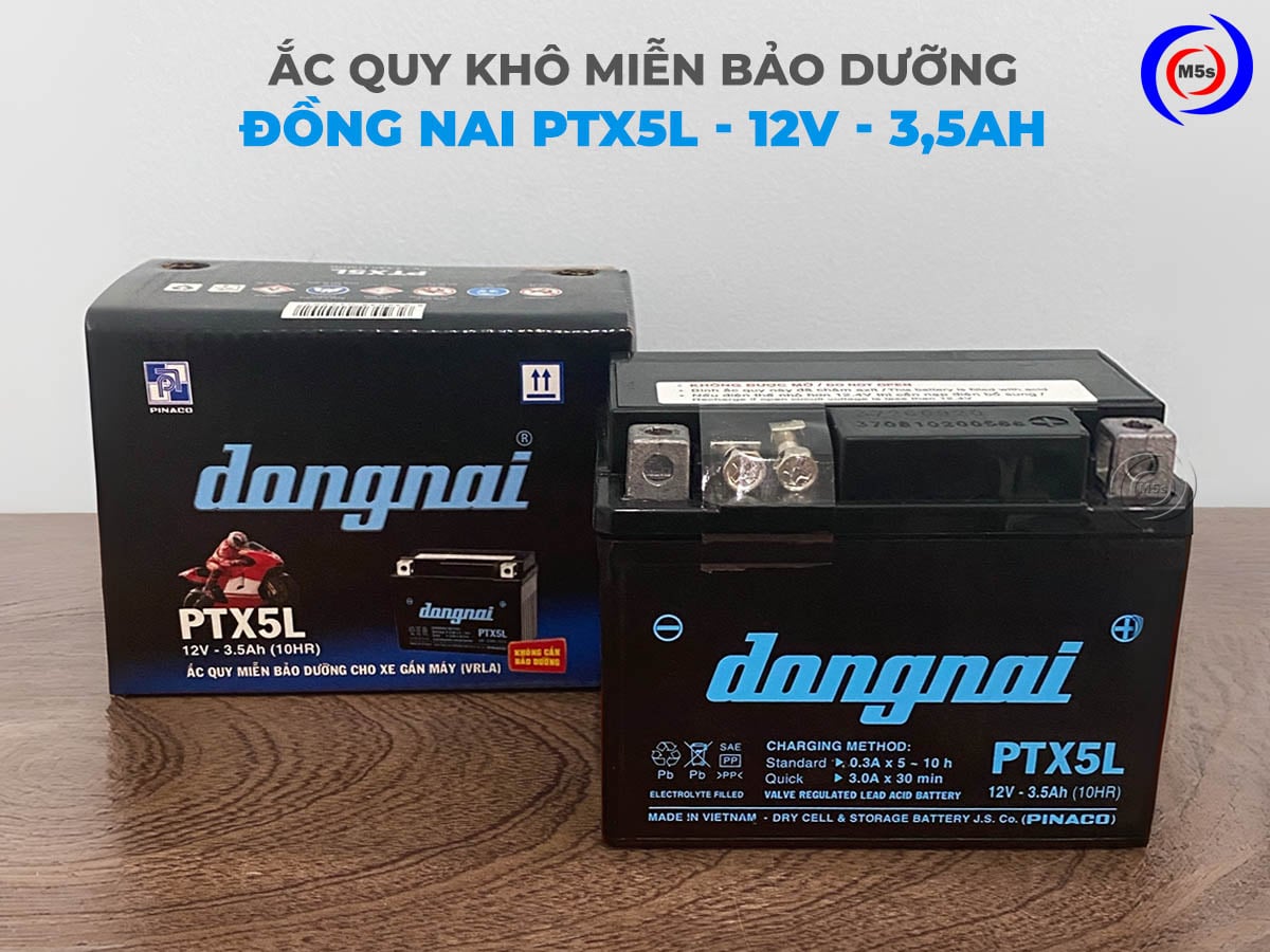 Ắc quy khô miễn bảo dưỡng Đồng Nai PTX5L - 12V - 3,5Ah Ắc quy khô miễn bảo dưỡng Đồng Nai PTX5L - 12V - 3,5Ah
