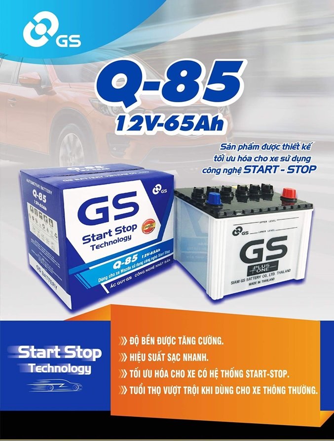 BÌNH AC QUY 12V 65AH OTO DẠNG LỎNG GS BÌNH AC QUY 12V 65AH OTO DẠNG LỎNG GS