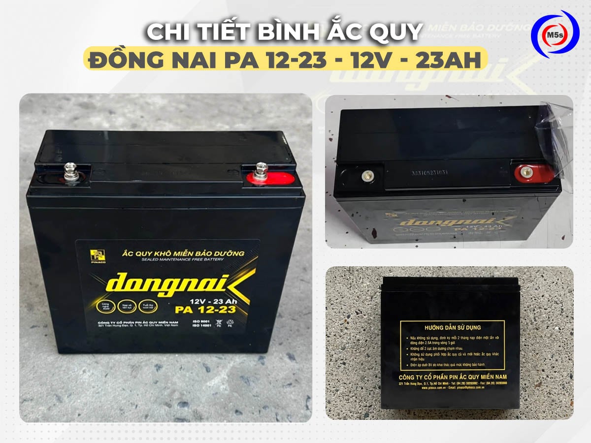 Bình ắc quy xe máy điện Đồng Nai PA 12-23 - 12V - 23Ah Bình ắc quy xe máy điện Đồng Nai PA 12-23 - 12V - 23Ah