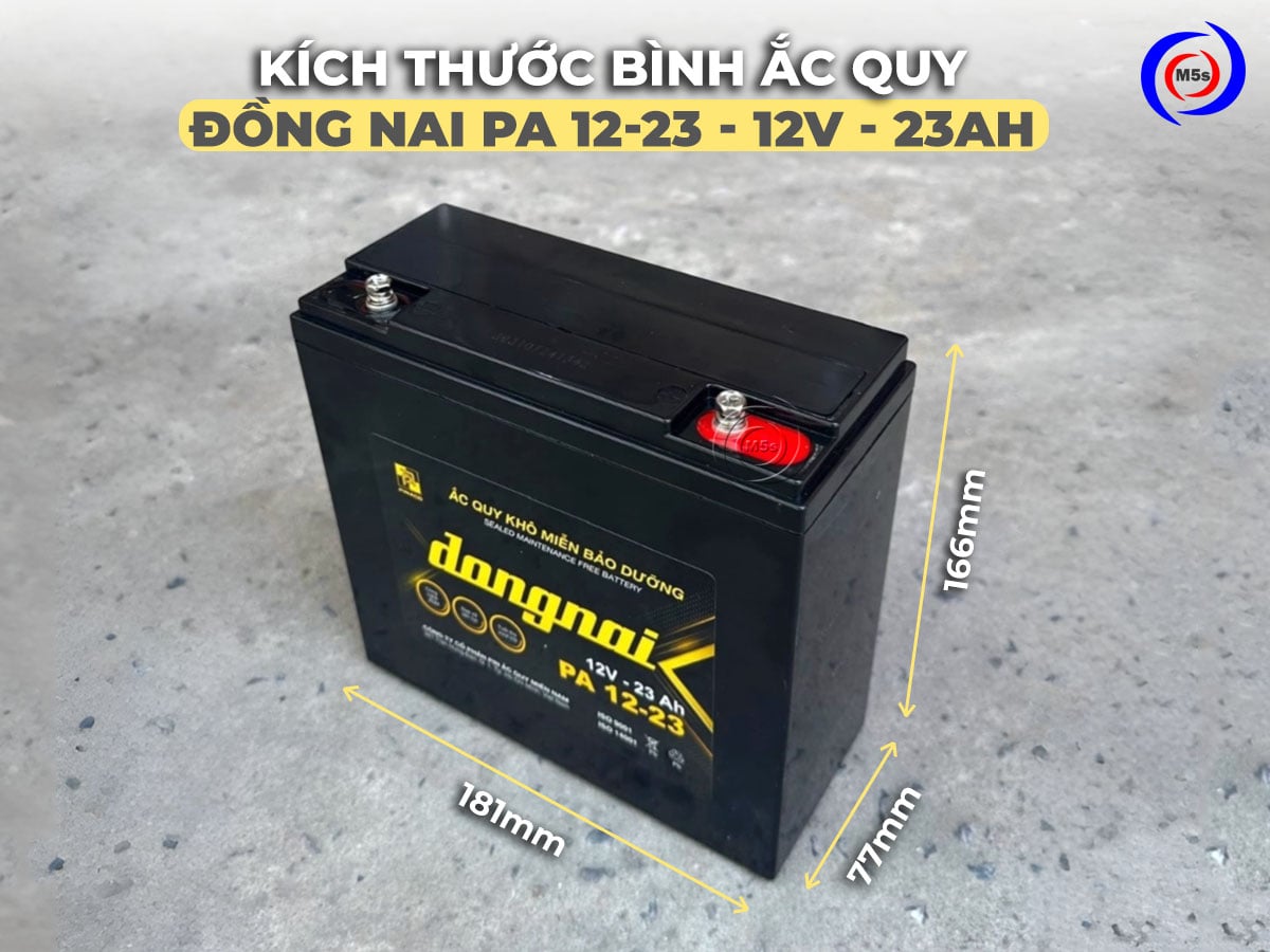 Kích thước bình ắc quy xe máy điện Đồng Nai PA 12-23 - 12V - 23Ah Kích thước bình ắc quy xe máy điện Đồng Nai PA 12-23 - 12V - 23Ah