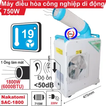Máy lạnh di động công nghiệp Nakatomi SAC-1800