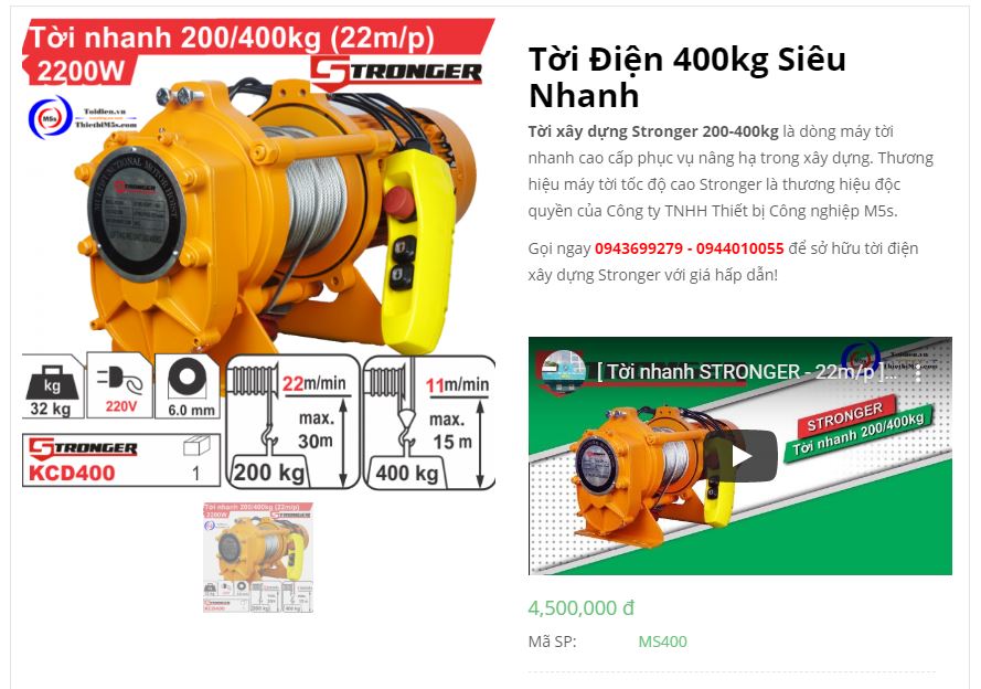 Máy tời kéo mặt đất giá rẻ Stronger Máy tời kéo mặt đất giá rẻ Stronger