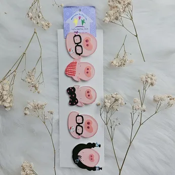 Set 5 kẹp tóc bé gái heo hồng cute