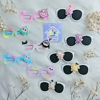 Set 5 kẹp tóc bé gái mắt kính hoạt hình kuromi, melody, kitty, pochacco, pompompuri