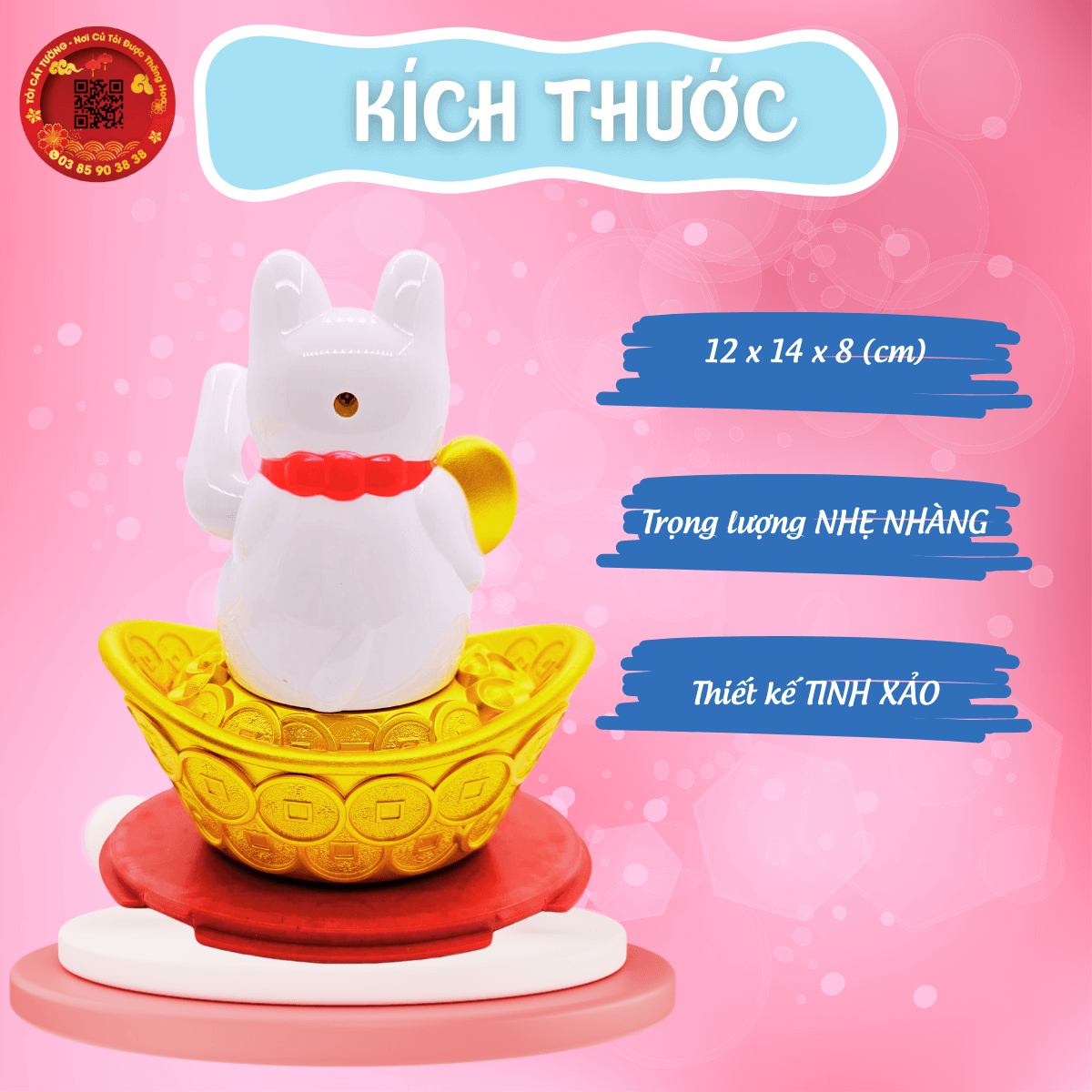 Mèo ngoắc tay ngồi thỏi vàng năng lượng mặt trời 3