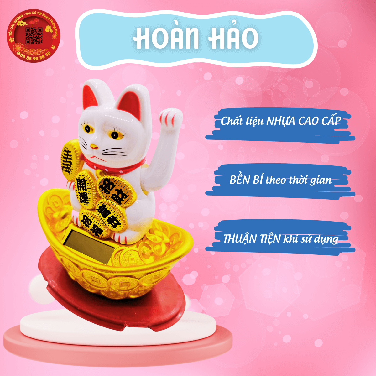 Mèo ngoắc tay ngồi thỏi vàng năng lượng mặt trời 4