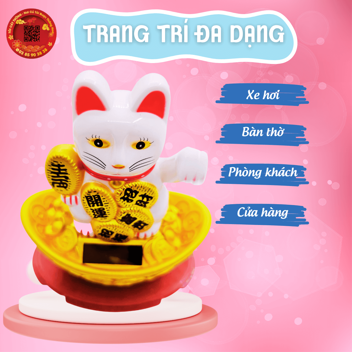 Mèo ngoắc tay ngồi thỏi vàng năng lượng mặt trời 5