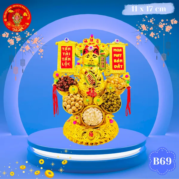 Tháp tỏi ông địa Mèo thần tài ngũ cốc