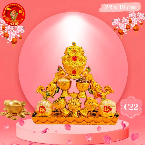 Tháp Tỏi Ông Địa Đậu Ngũ Sắc Vỉ Lân Vàng