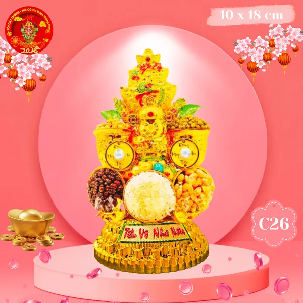 Tháp Tỏi Ông Địa Thần Tài Đậu May Mắn