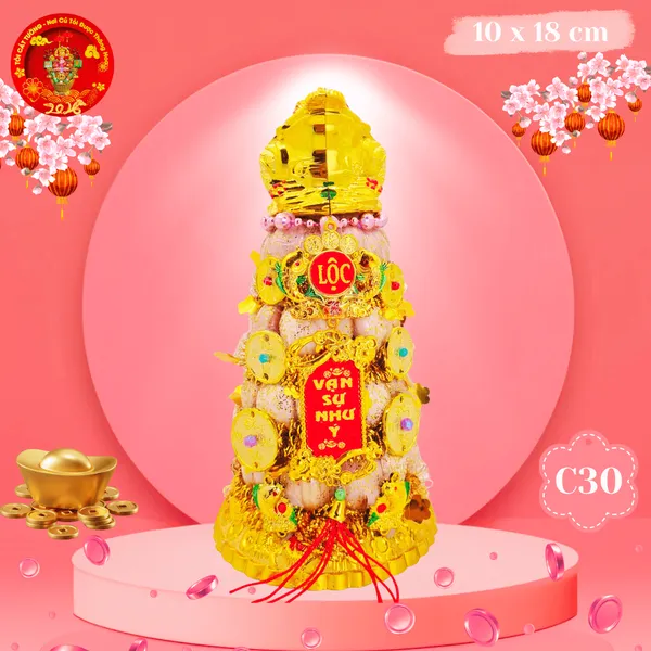 Tháp Tỏi Ông Địa Thần Tài 5 Tầng Cóc May Mắn