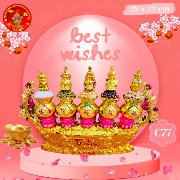 Vỉ thuyền ngũ cốc thần tài ông địa phúc lộc thọ toàn