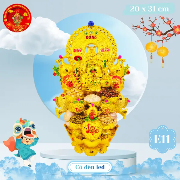 Tháp tỏi phong thủy ngọc thực di lặc quảy đồng tiền may mắn