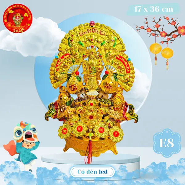 Tháp tỏi tài lộc cao cấp vàng vô đầy nhà