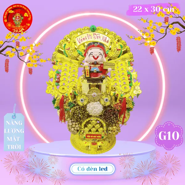 Tháp tỏi chưng ông Địa Thần Tài năng lượng hưng vượng có đèn