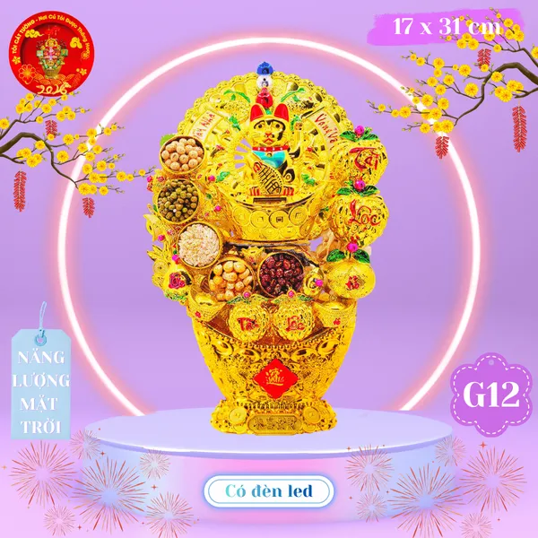 Tháp tỏi phong thủy mèo ngoắc tay năng lượng có đèn