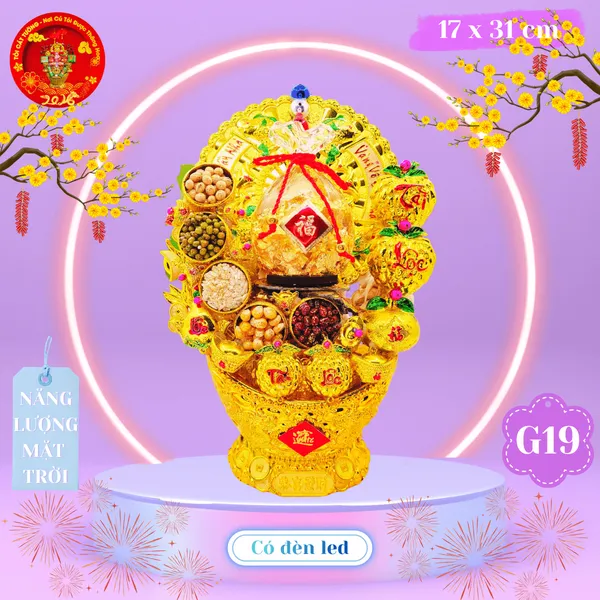 Tháp tỏi phong thủy túi vàng tài lộc có đèn