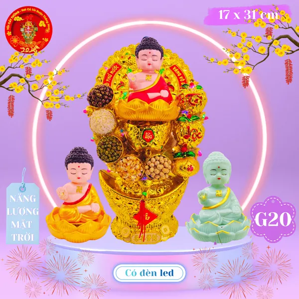Tháp tỏi phong thủy phật thích ca năng lượng có đèn