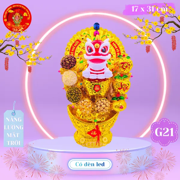 Tháp tỏi phong thủy kỳ lân múa năng lượng có đèn