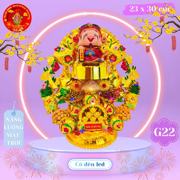 Tháp tỏi phong thủy thần tài năng lượng cao cấp có đèn