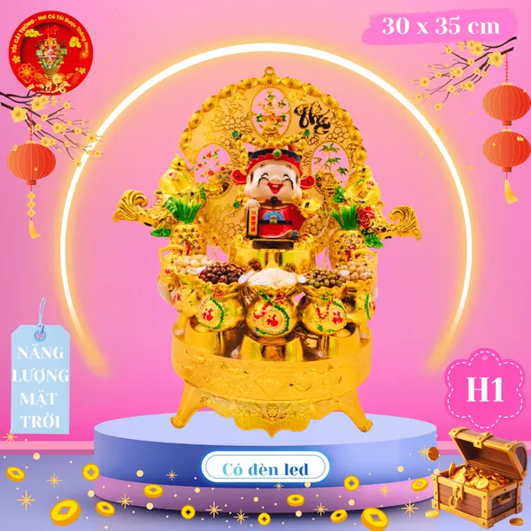 Tháp tỏi chưng ông Địa ngọc thực Thần Tài năng lượng có đèn led