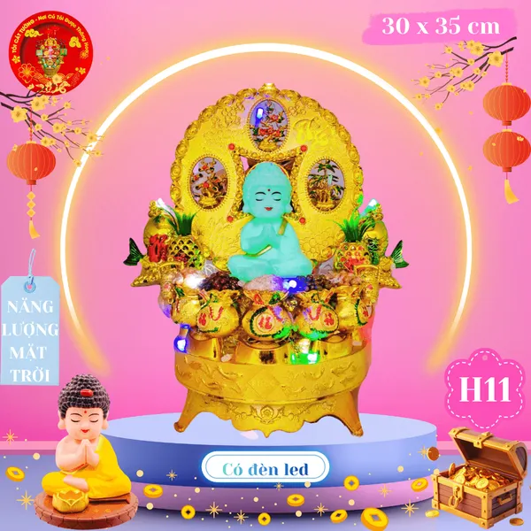 Tháp tỏi phật thích ca chấp tay năng lượng mặt trời