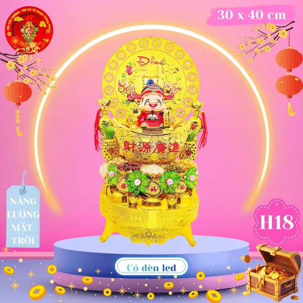 Tháp tỏi ngọc thực Thần Tài năng lượng có đèn
