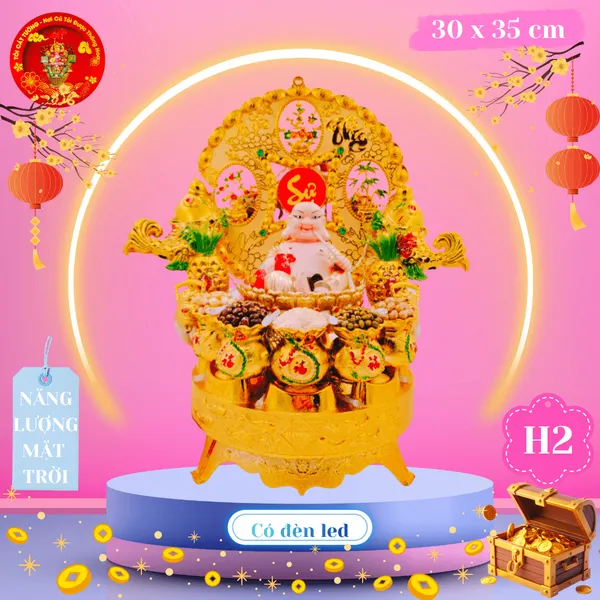 Tháp tỏi chưng ông Địa ngọc thực Di Lặc ngồi gật đầu năng lượng có đèn