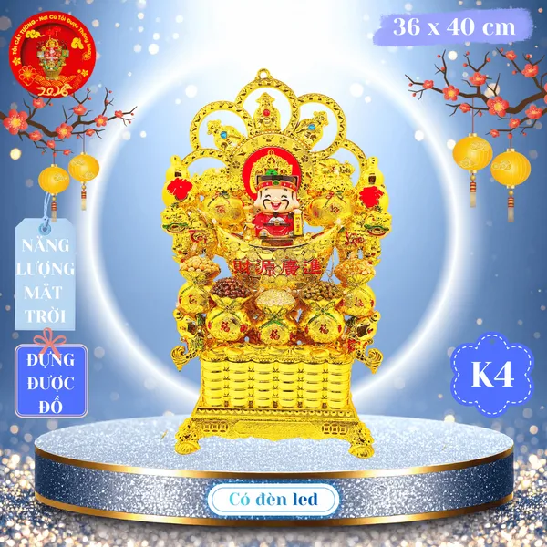 Tháp tỏi đậu ngũ sắc lớn thần tài năng lượng đựng đồ được có đèn cao cấp