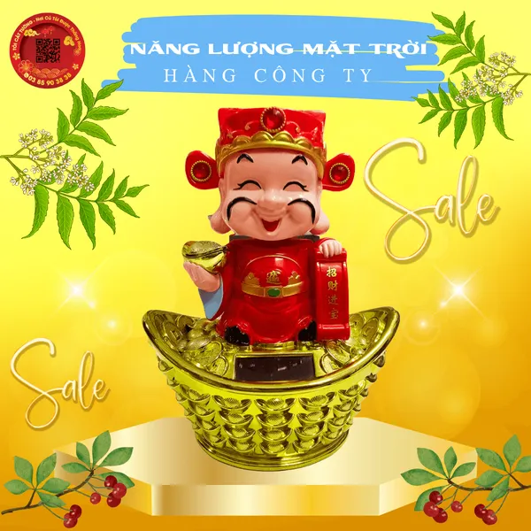 Thần tài gật đầu thỏi vàng năng lượng mặt trời