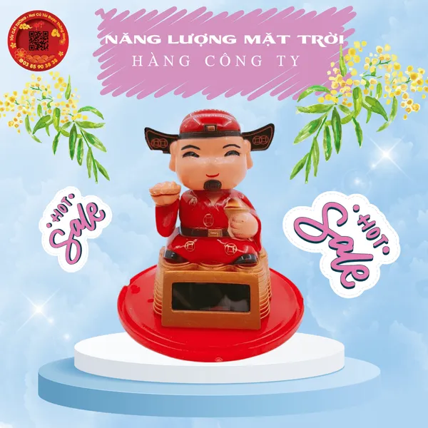 Thần Tài Vẫy Tay Gật Đầu Mini Năng Lượng Mặt Trời
