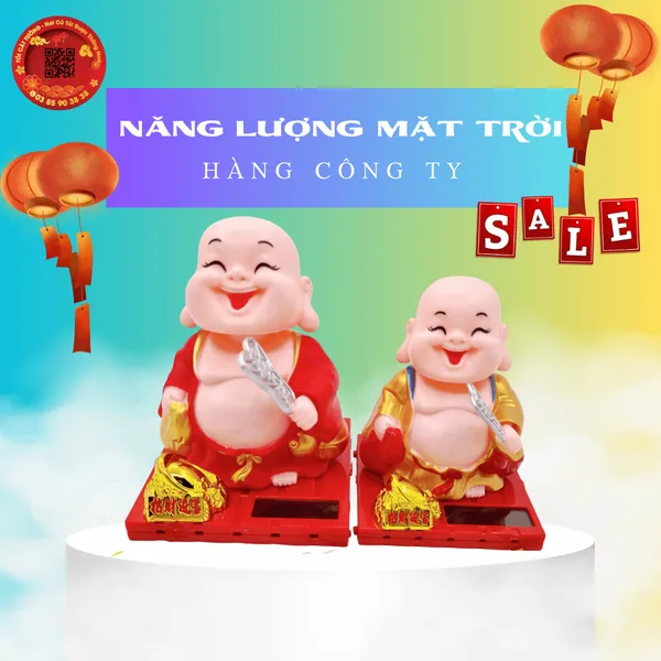 Tượng phật di lặc vẫy quạt năng lượng mặt trời
