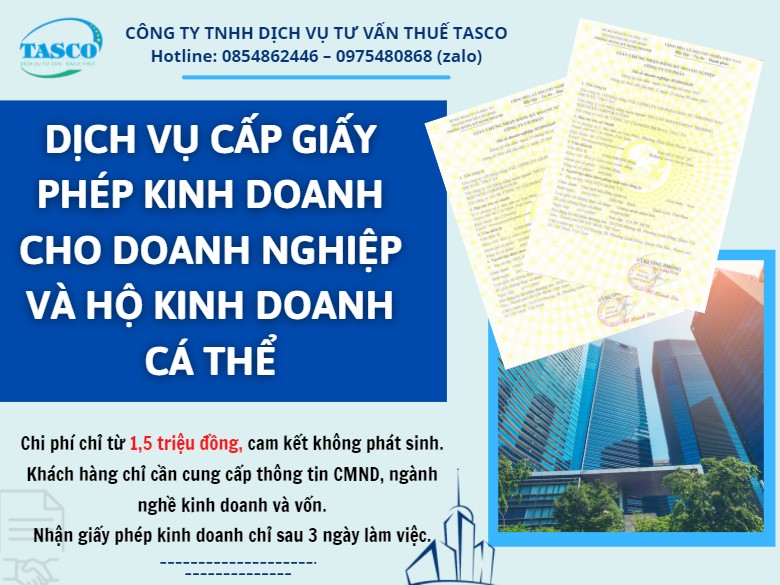 Đăng ký giấy phép kinh doanh cho doanh nghiệp và hộ kinh doanh cá thể
