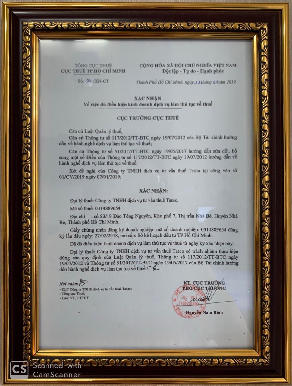 Xác nhận đủ điều kiện hành nghề thủ tục về thuế của Cục thuế TP.HCM